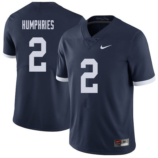NCAA Nike Men's Penn State Nittany Lions Isaiah Humphries #2 College Football Authentic Throwback Navy Stitched Jersey EPE4298GT